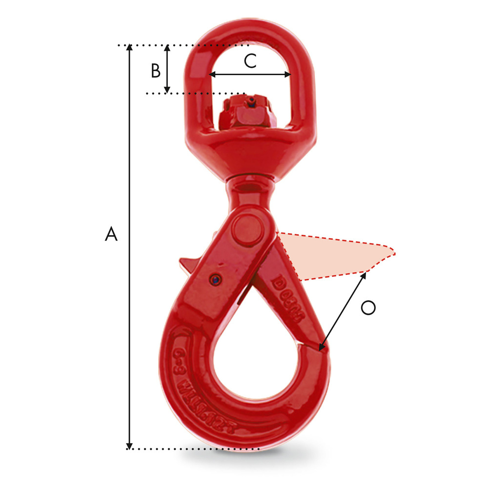 Crochet pivotant avec manille de roulement M12 (190 mm) (1 pièce