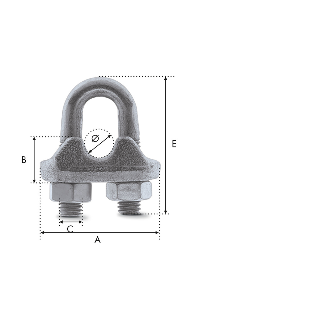 Serre-câble galva estampé fixation & boucle 