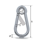 mousqueton pompier à oeil inox avec côtes