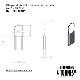 Plaque de marquage rectangulaire avec cablette dimensions