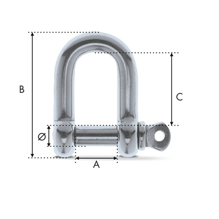 manille droite inox 316L avec cotes On en fait des tonnes