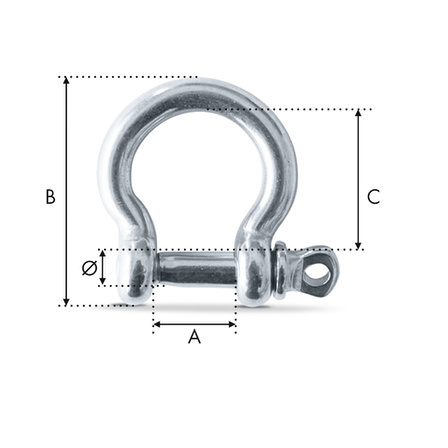 manille lyre inox 316L avec cotes On en fait des tonnes