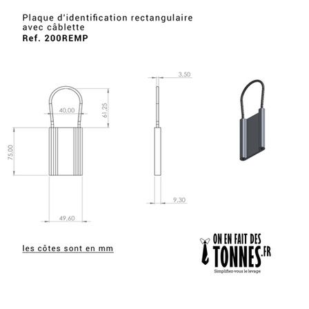 Plaque de marquage rectangulaire avec cablette dimensions